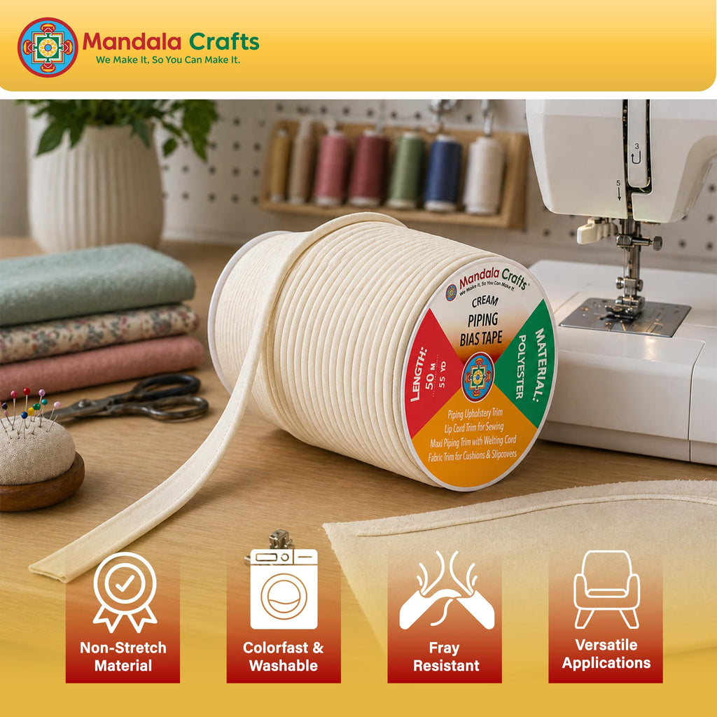 Black Maxi Piping Bias Tape with Welting Cord for Sewing