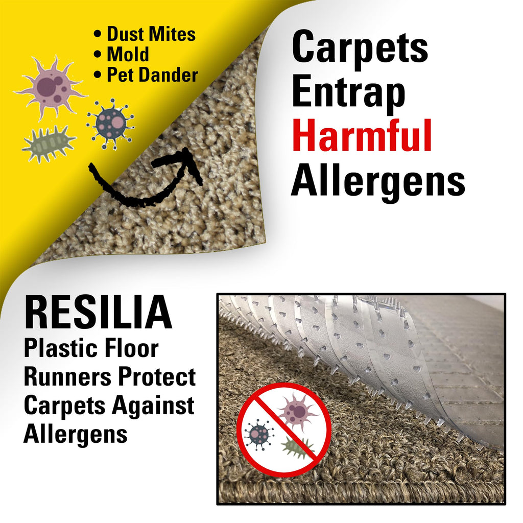 Industrial Deep Pile Carpet Runner - Crosshatch Pattern Non Slip Carpet & Rug Protector Mat, Waterproof Clear Plastic
