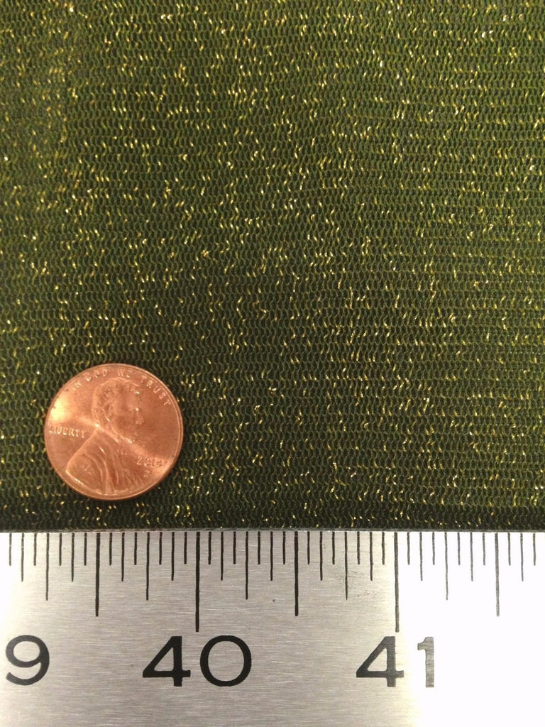 Gold Shimmer Lurex on Stretch Polyester Triple Mesh See-Through Fabric by The Yard (Olive Green)