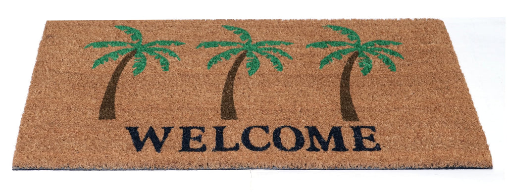 17 x 30 Coir Doormat - Welcome Palm Trees