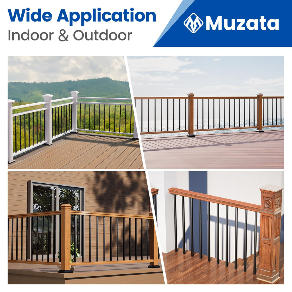 50 Pack 26" Black Aluminum Square Deck Balusters WT12