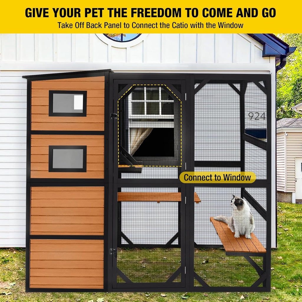 Large Catio Outdoor Cat Enclosure 4 Tiers Cat House with Weatherproof Roof