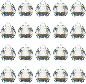 20 Pack Upgraded Crystal Ball Prism 40mm / 1.57 Inch Decorative Ball - Suncatcher Rainbow Pendants Maker - Perfect