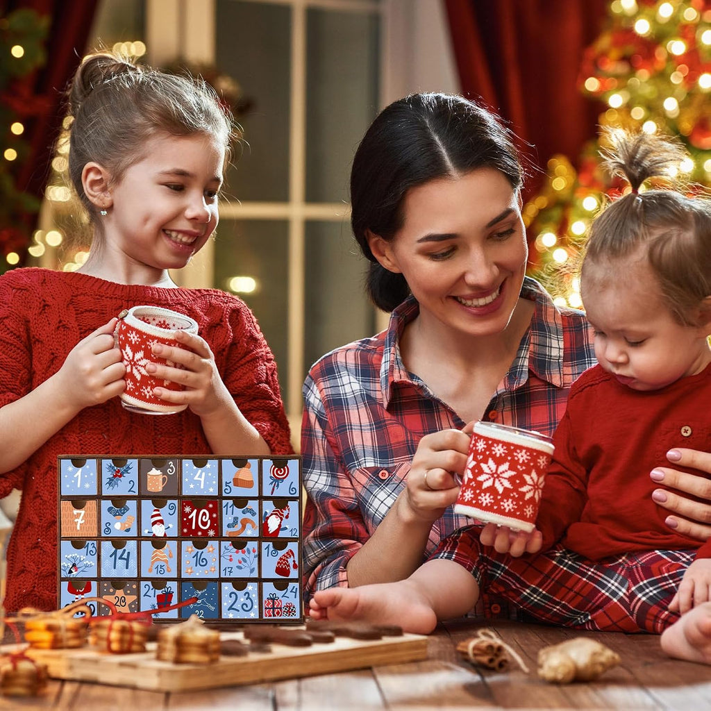 2 Pcs Wooden Advent Calendar 24 Drawers DIY Unfinished Christmas Box
