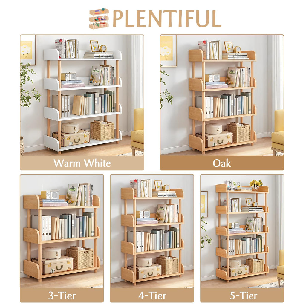 4-Tier Wooden Open Bookcase, Oak