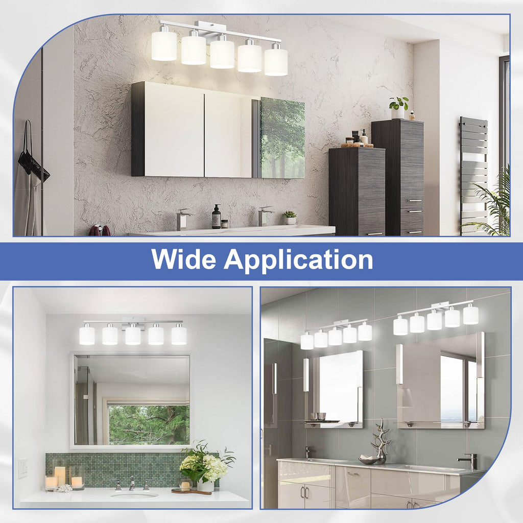Bathroom Lights Over Mirror Brushed Nickel, Anti-Rust 5-Light Bathroom Vanity Light Fixtures, Modern 28.34Inches Wall