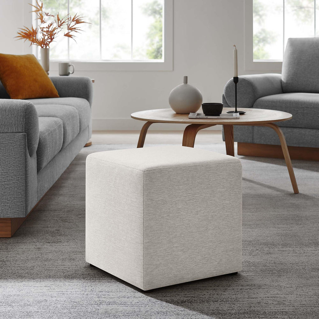 17" Square Woven Heathered Fabric Upholstered Upholstered Ottoman