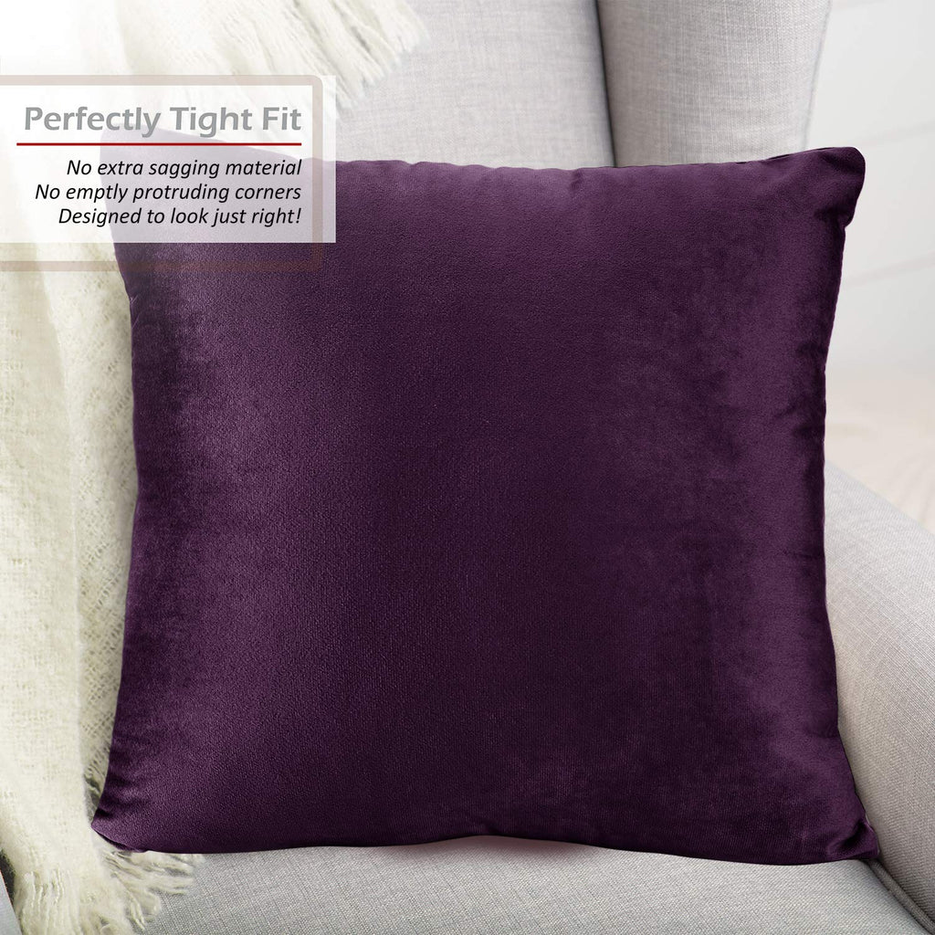 Throw Pillow Covers, Cozy Velvet Decorative Pillow Cases 24x24 Inches, Soft Solid Couch Pillow Covers for Sofa, Bed