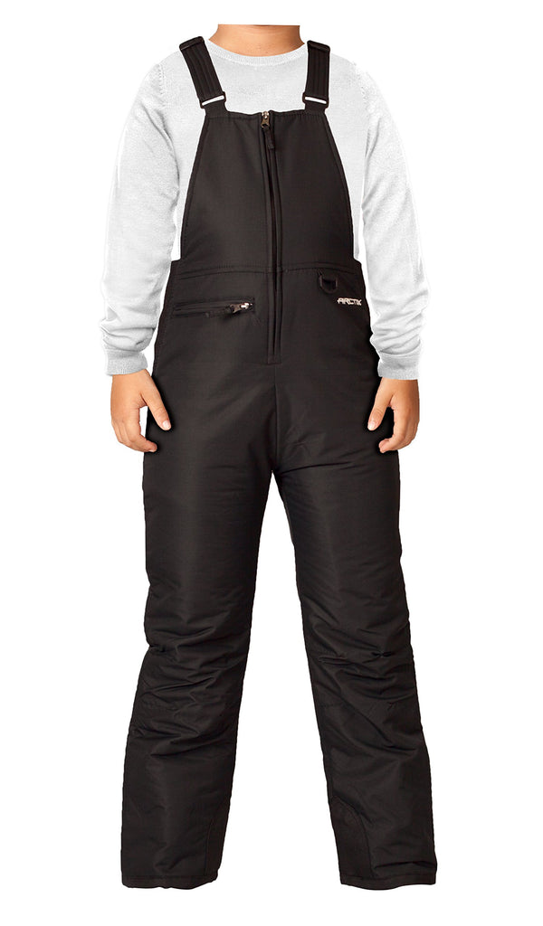 Kids Insulated Snow Bib Overalls, Black, X-Small