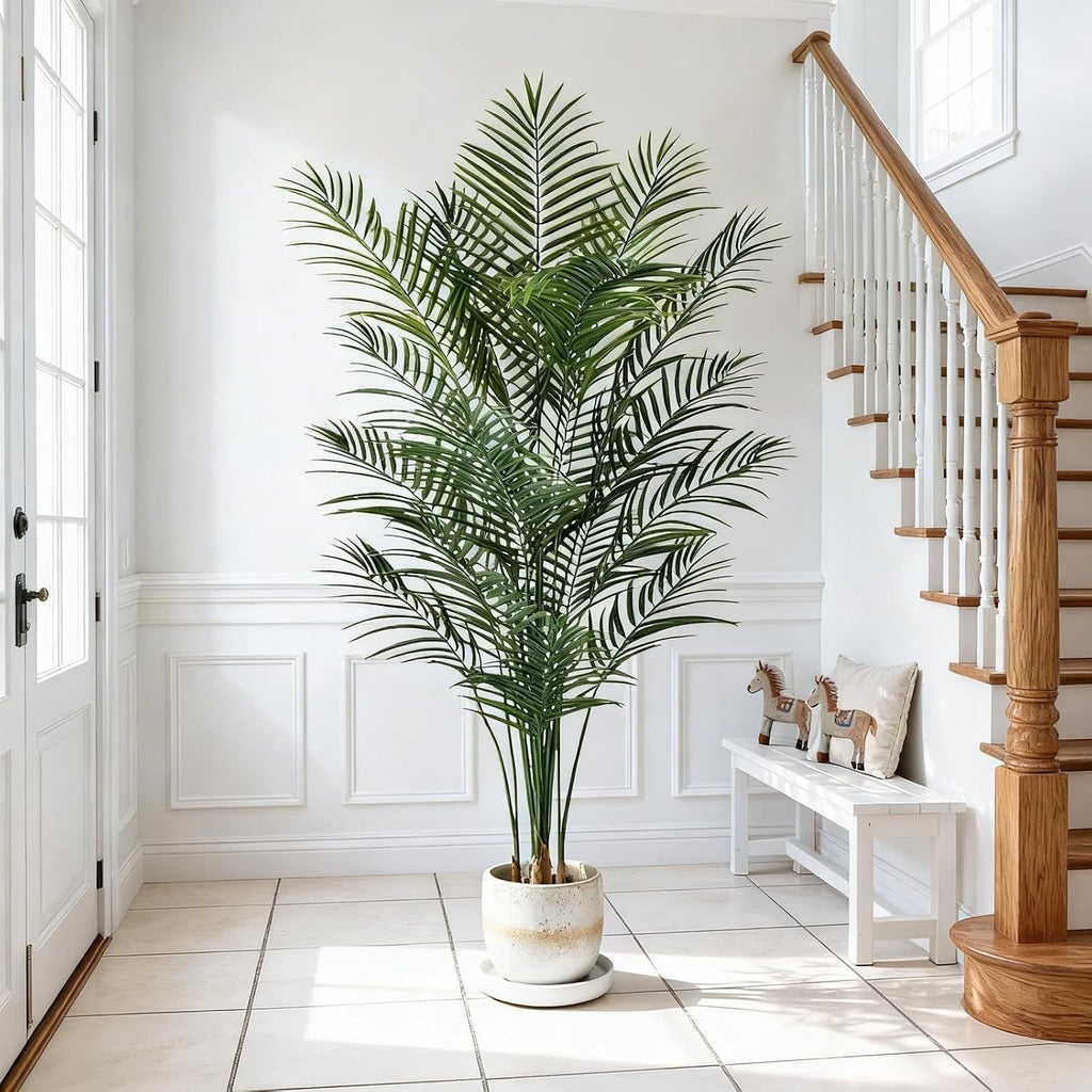 7ft Artificial Palm Tree Outdoor, Large Fake Tropical Areca Palm with 18 Trunks, Tall Faux Floor Plants for Indoor