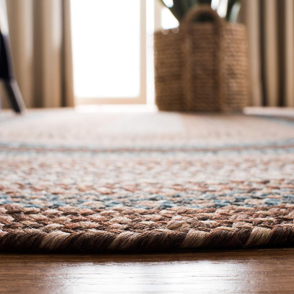 Braided Indoor/Outdoor Washable Oval Rug 7'x10', Brown BRD313A