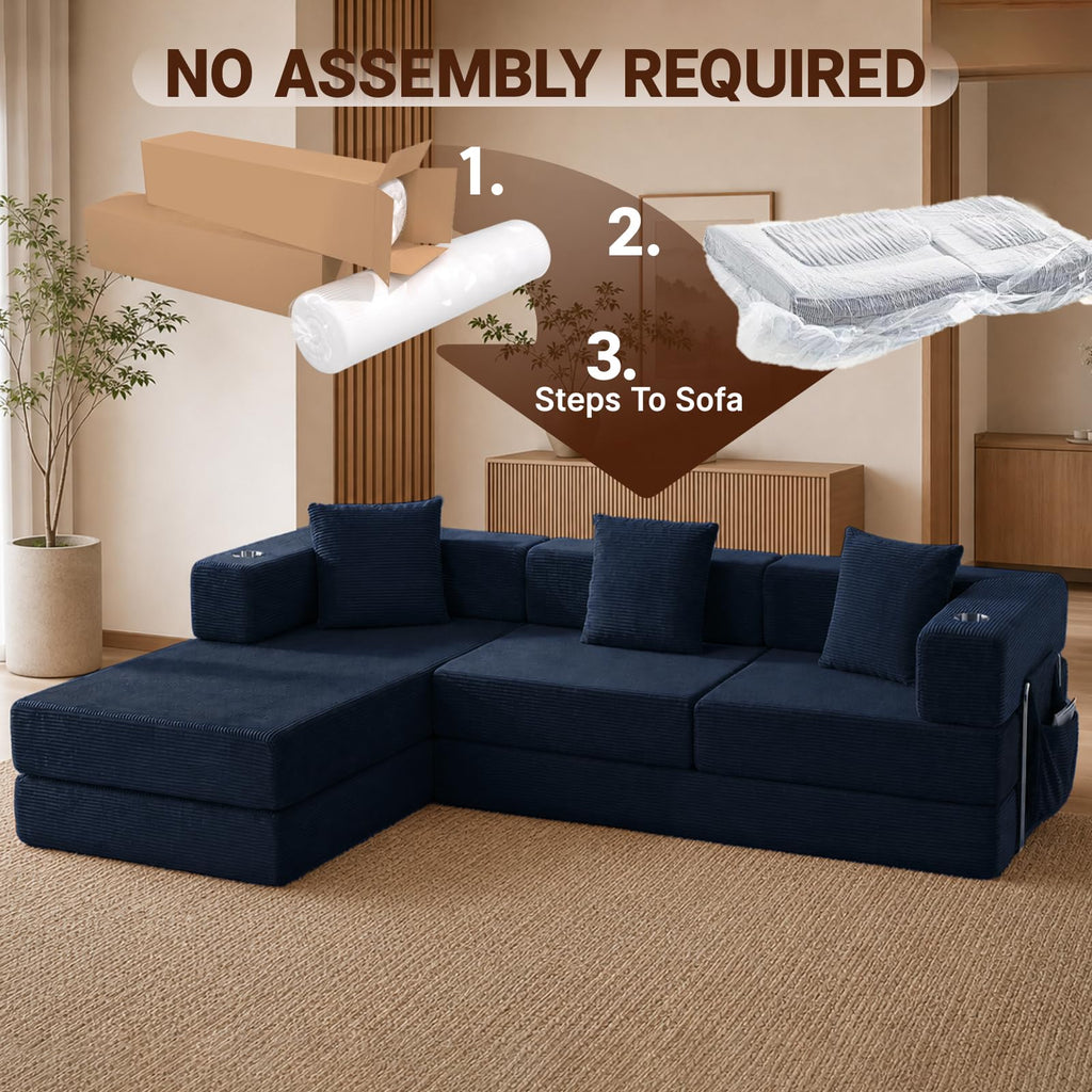 Modular Sectional Sofa, 108" L-Shaped Couch with Deep Seat