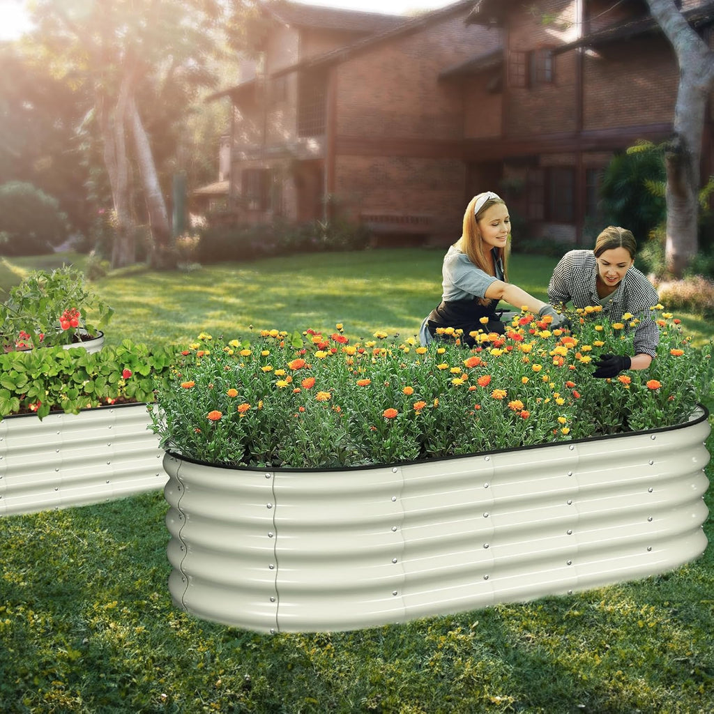 Raised Garden Bed Kit, 6x3x1.5 ft Galvanized Planter Box Outdoor with Safety Edging, Large Metal Raised Beds for