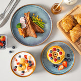 ONION Ceramic Dinnerware Sets, 12 Pieces Stoneware Plates and Bowls Sets for 4