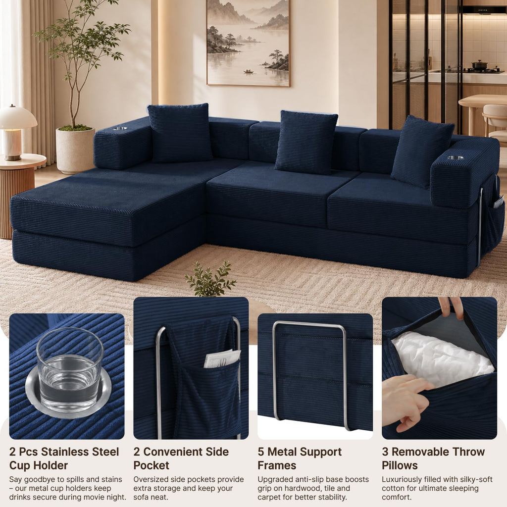 Modular Sectional Sofa, 108" L-Shaped Couch with Deep Seat
