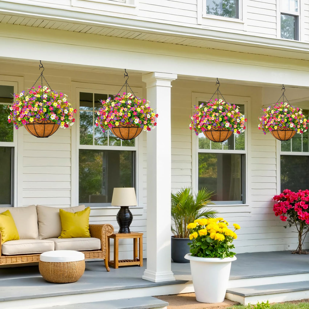 Artificial Hanging Flowers with Basket, Mixed Color