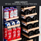 Wine and Beverage Refrigerator, 24 Inch Dual Zone Fridge with Glass Door, Built