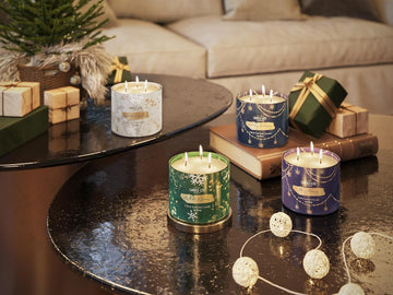 Holiday Scented Candles, Flurries & Flannels Fragrance, 14 oz 3-Wick Jar Candle, Proudly Poured in USA, Christmas - Set of 14