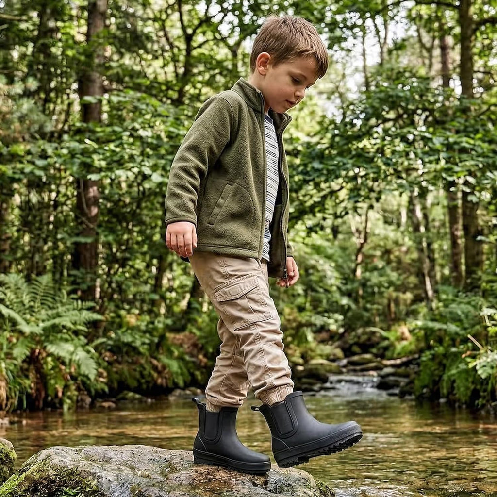 Kids Rain Boots for Girls Boys Waterproof Ankle Rubber Boots