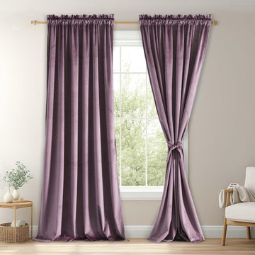 Luxury Velvet Curtains 84 inch Length Thermal Insulated Room Darkening Rod Pocket Curtains for Living Room/Sliding