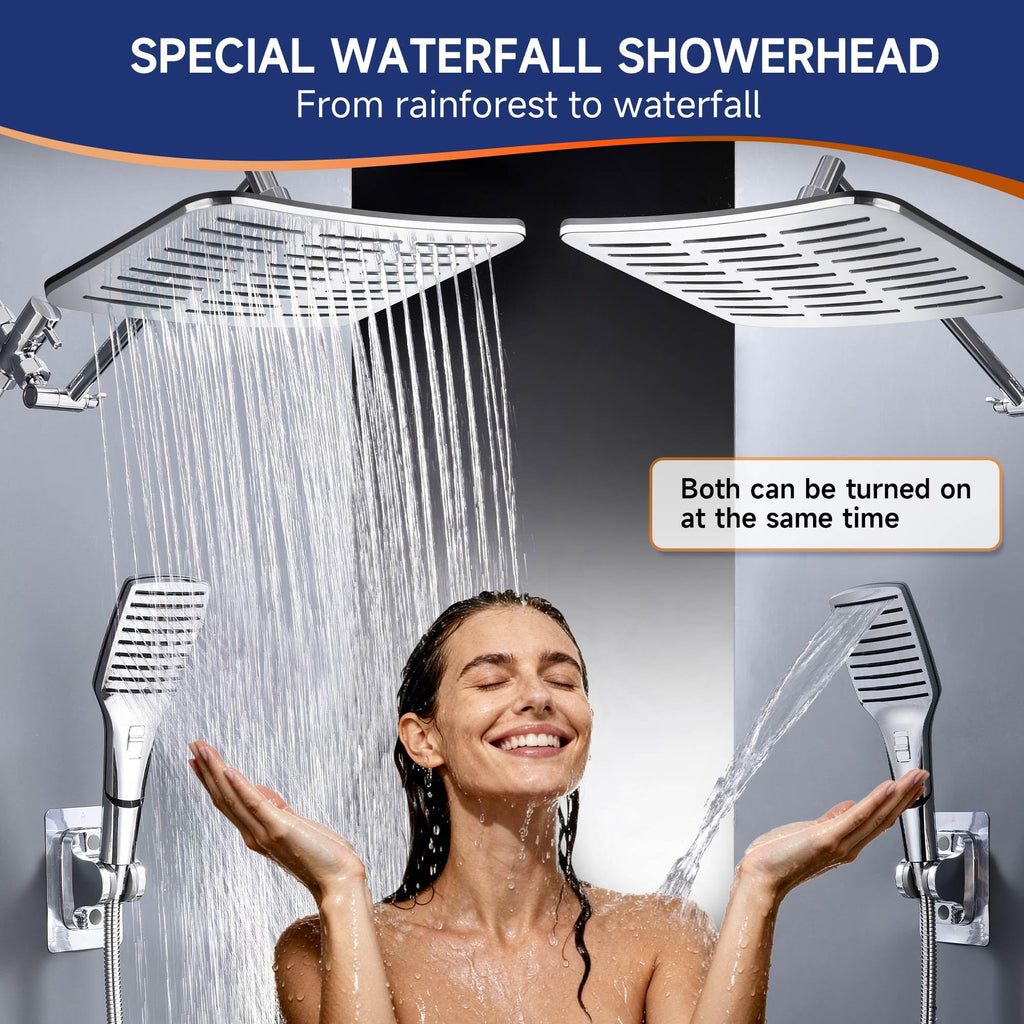 XXL 12.2" Rain Shower Head with Handheld Spray, High Pressure Combo