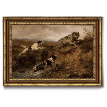 Dog and Wolf Wildlife Animal Vintage Wilderness Wall Art Canvas Print Decor