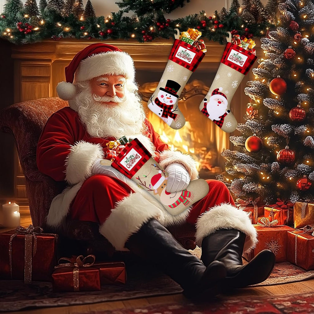 Christmas Stockings, Personalized , 19" Large Holiday & Family Stocking Decoration | Fireplace Party Decoration - Set of 3