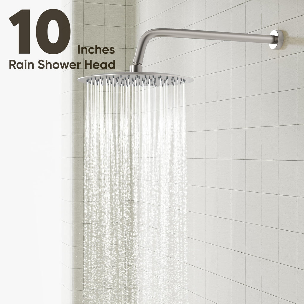 Shower System, 10" Rain Shower Head with Handheld, Brushed Nickel