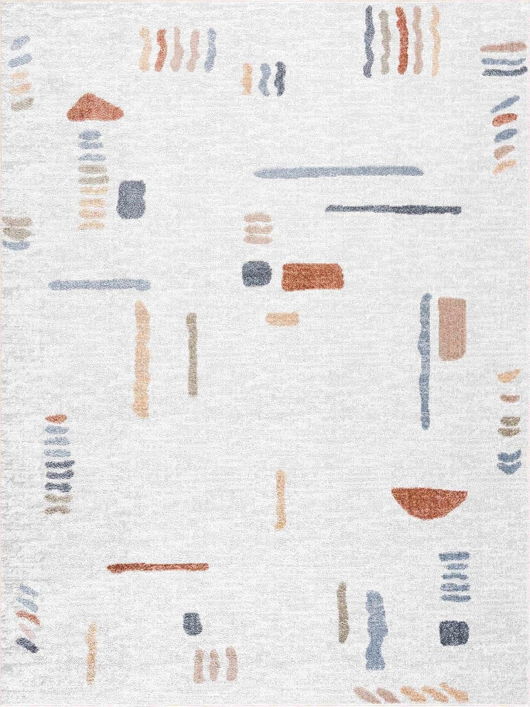 Arnon Living Room, Bedroom Machine Washable Area Rug - Abstract Striped Watercolor - Contemporary Modern Minimalist