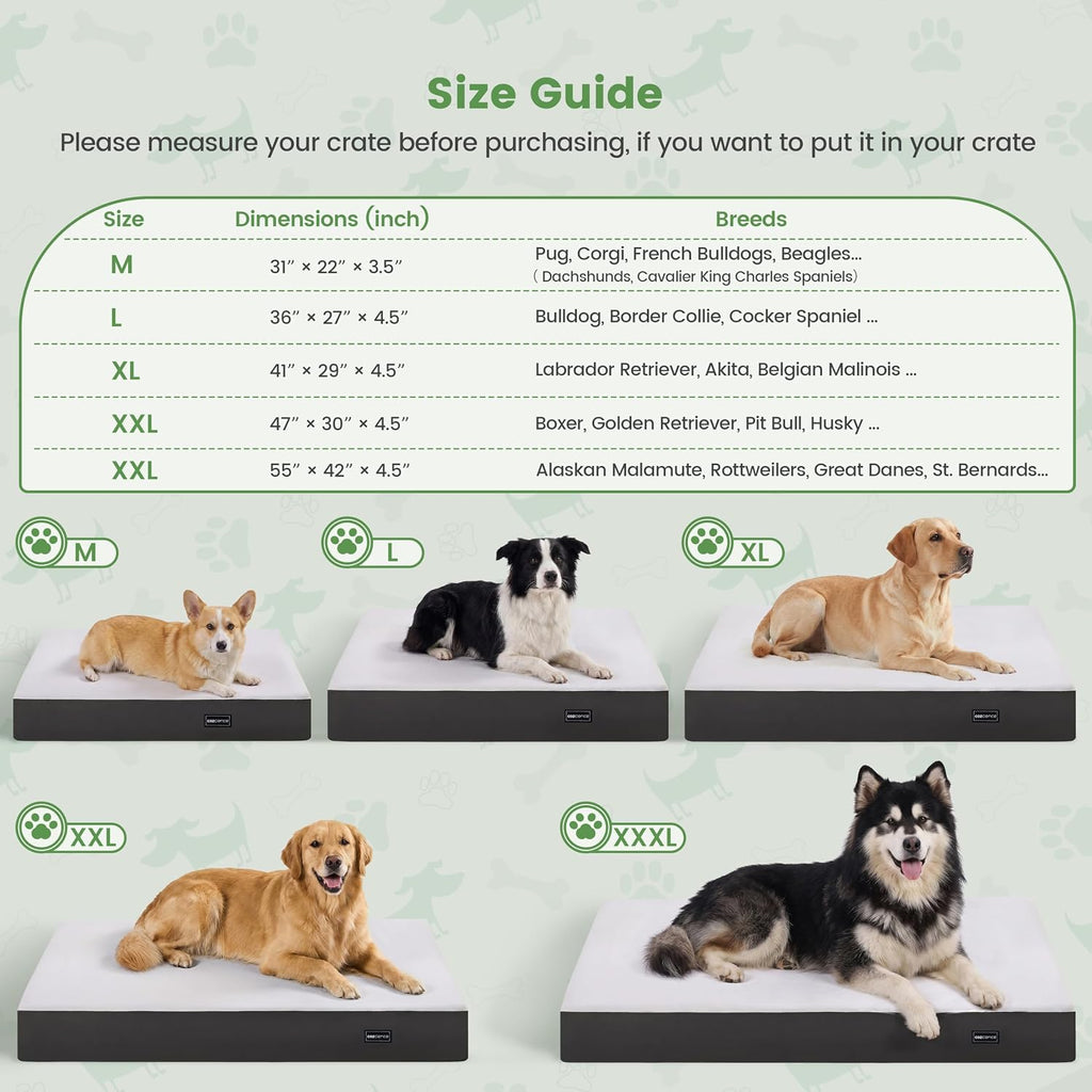 Orthopedic Dog Bed for Medium Large Dogs, 3.5" Thick, Supportive Memory Foam & High Density Egg Crate Foam Pet