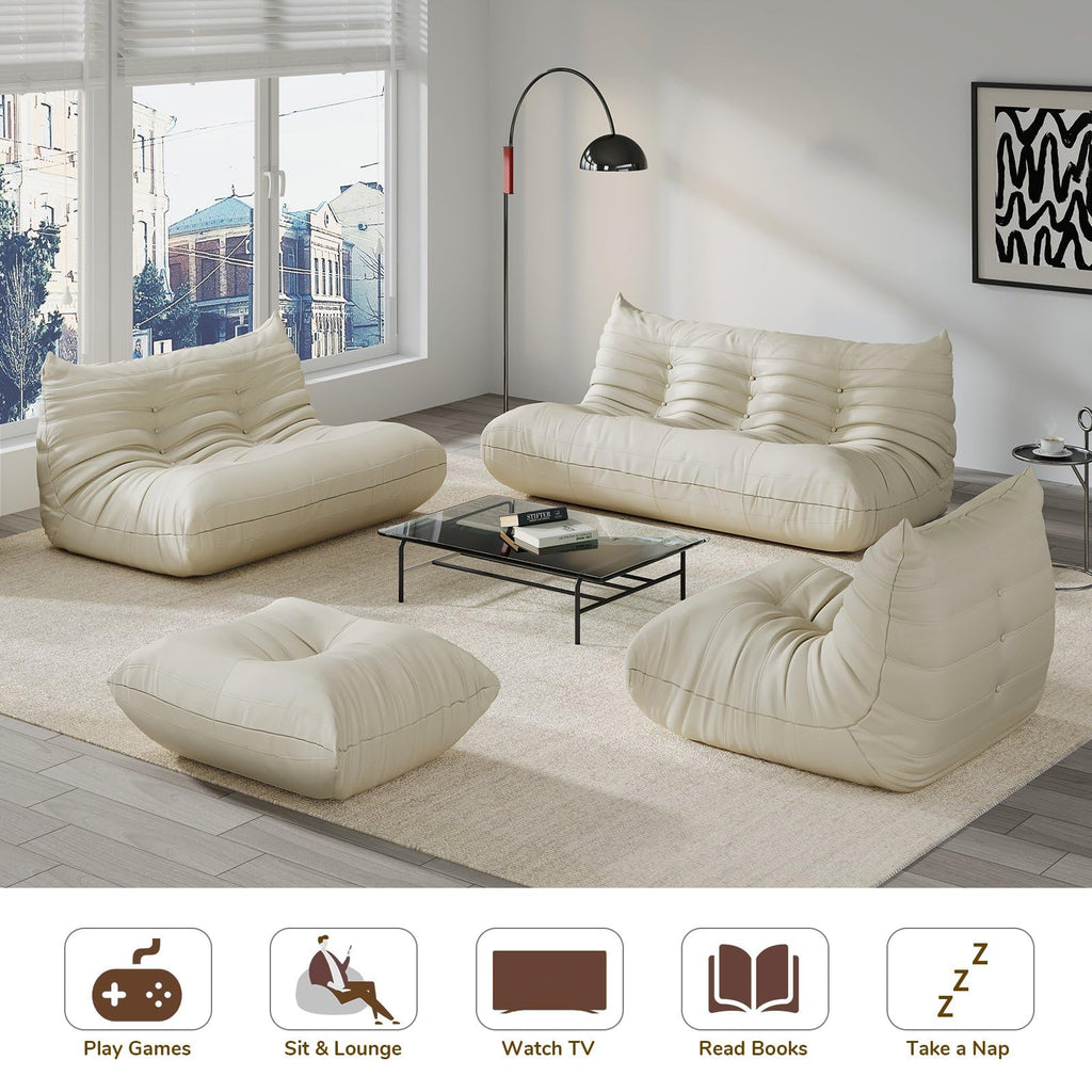 Comfy Lazy Floor Sofa Couch, Soft Armless Chair, Faux Leather Lounge Chair, Corner Relax Sofa Couch Bedroom, Salon