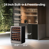 Wine Fridge & Cooler - 24 Inch 52 Bottle Wine Cooler Refrigerator, 40-65°F Dual 