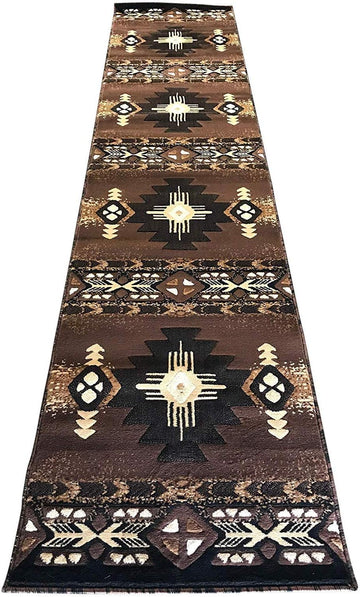 Southwest Native American Navajo Aztec Tribal Indian Chocolate Carpet Area Rug (32 Inch X 15 Feet 6 Inch Runner)