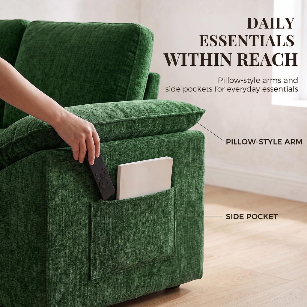 108'' Sectional Couches, Sectional Sleeper, Green