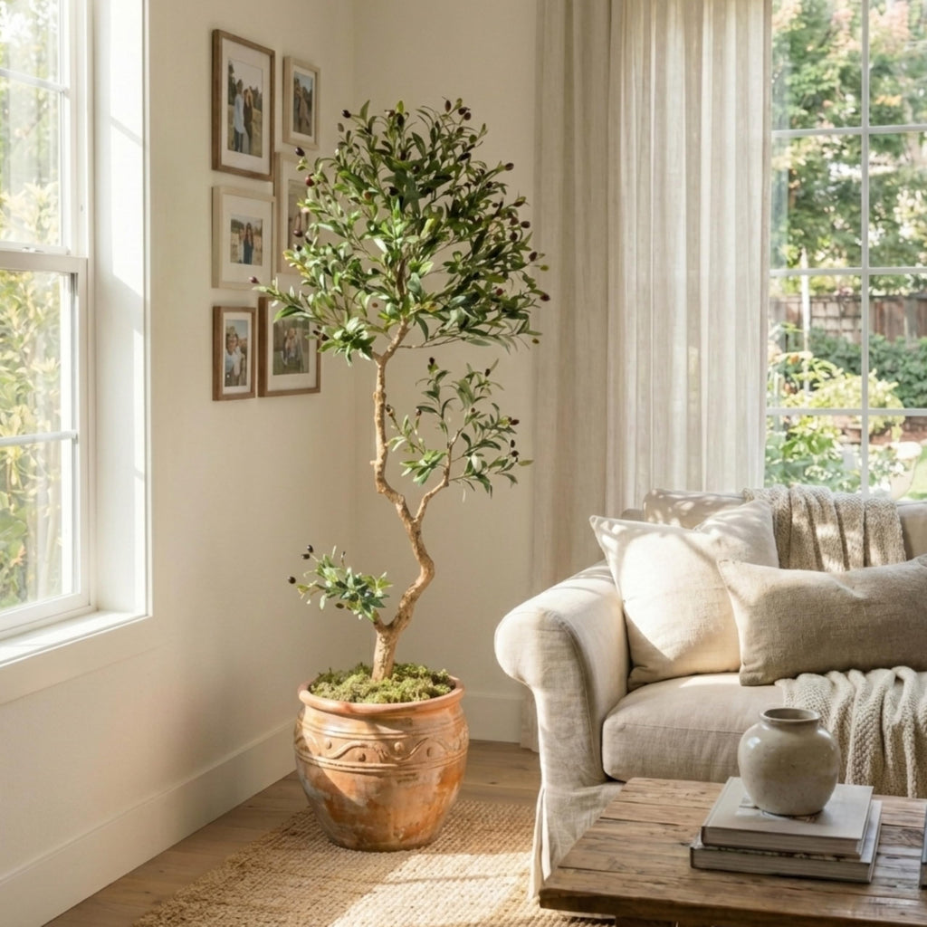 Fake Olive Tree 6.0 Feet - Artificial Plants Indoor, Faux Olive Tree, Fake Tree Decor, Faux Trees Indoor - Tall