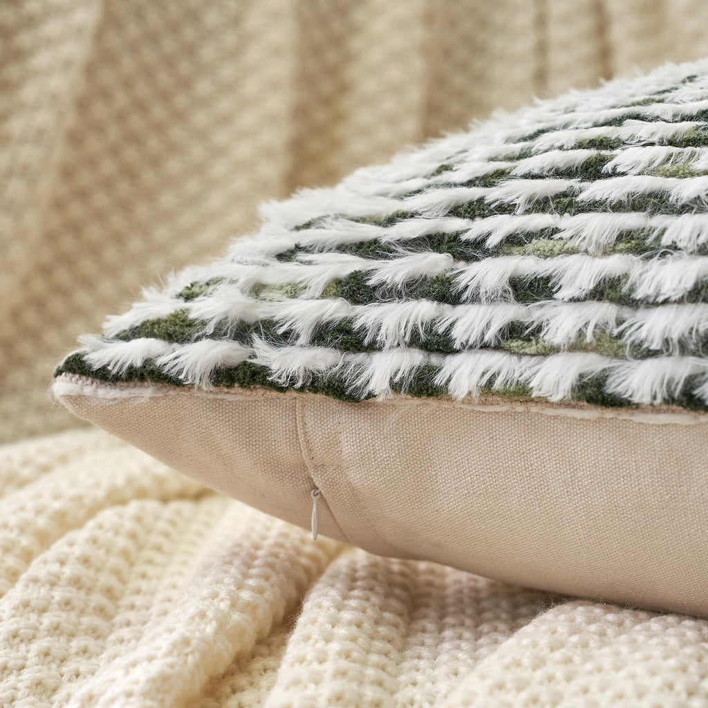 Boho Chenille Tufted Pillow Cover 12 x 20 Inch, Rectangle Decorative Lumbar Throw Pillow Cover Neutral Pillowcase for