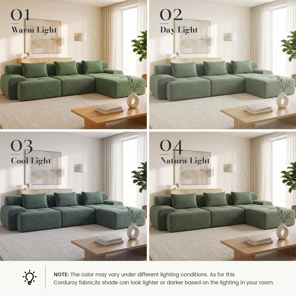 108'' Modular Boneless Sofa, Sectional Couch