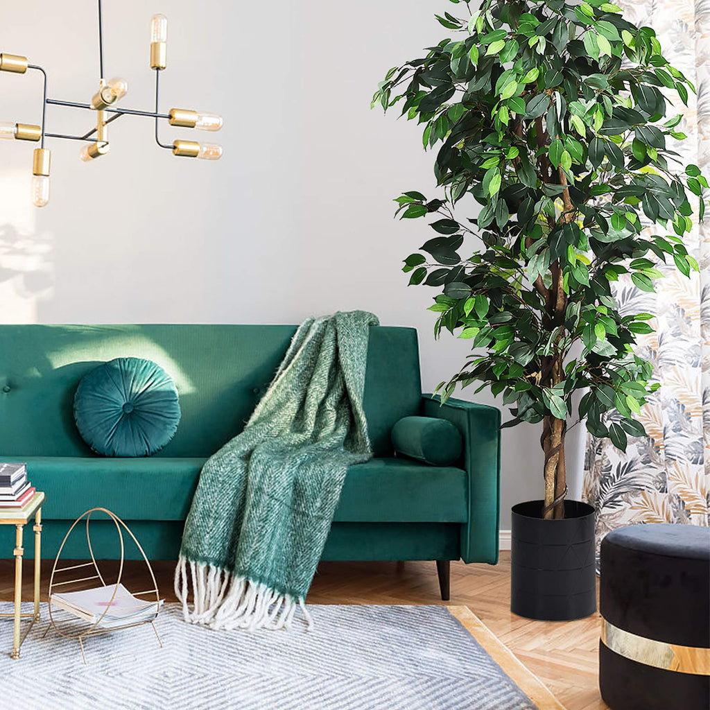 6 Ft Artificial Ficus Tree with Wood Trunks