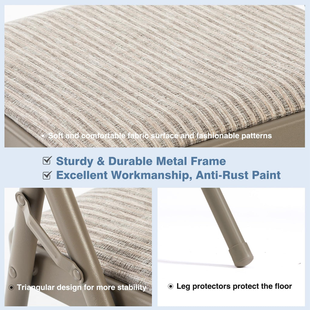 Padded Folding Chairs 6 Pack, Dining Patio Chairs, Outdoor Home
