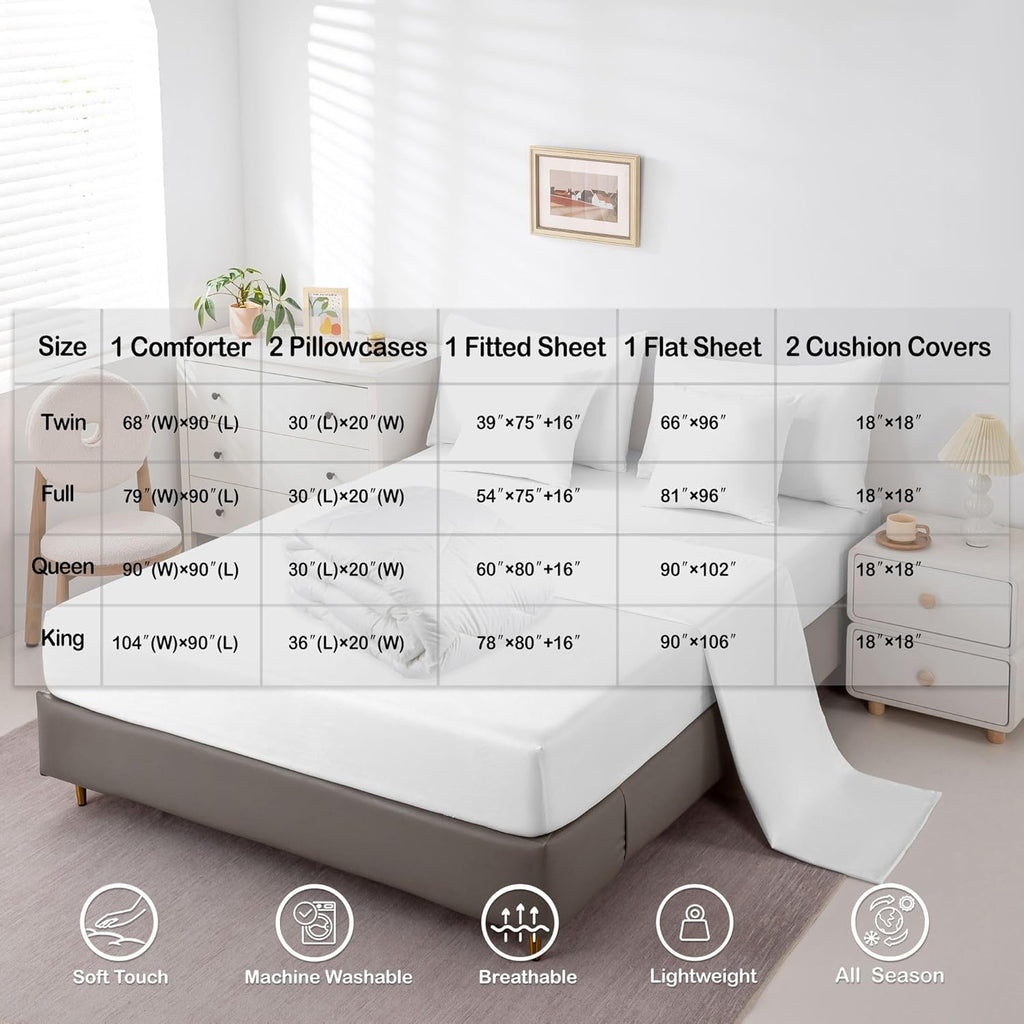 7 Pcs Kids Funny Cat Bedding Set Boho Mid Century Comforter Set with Sheets Twin Size Modern Minimalism Animals Bed