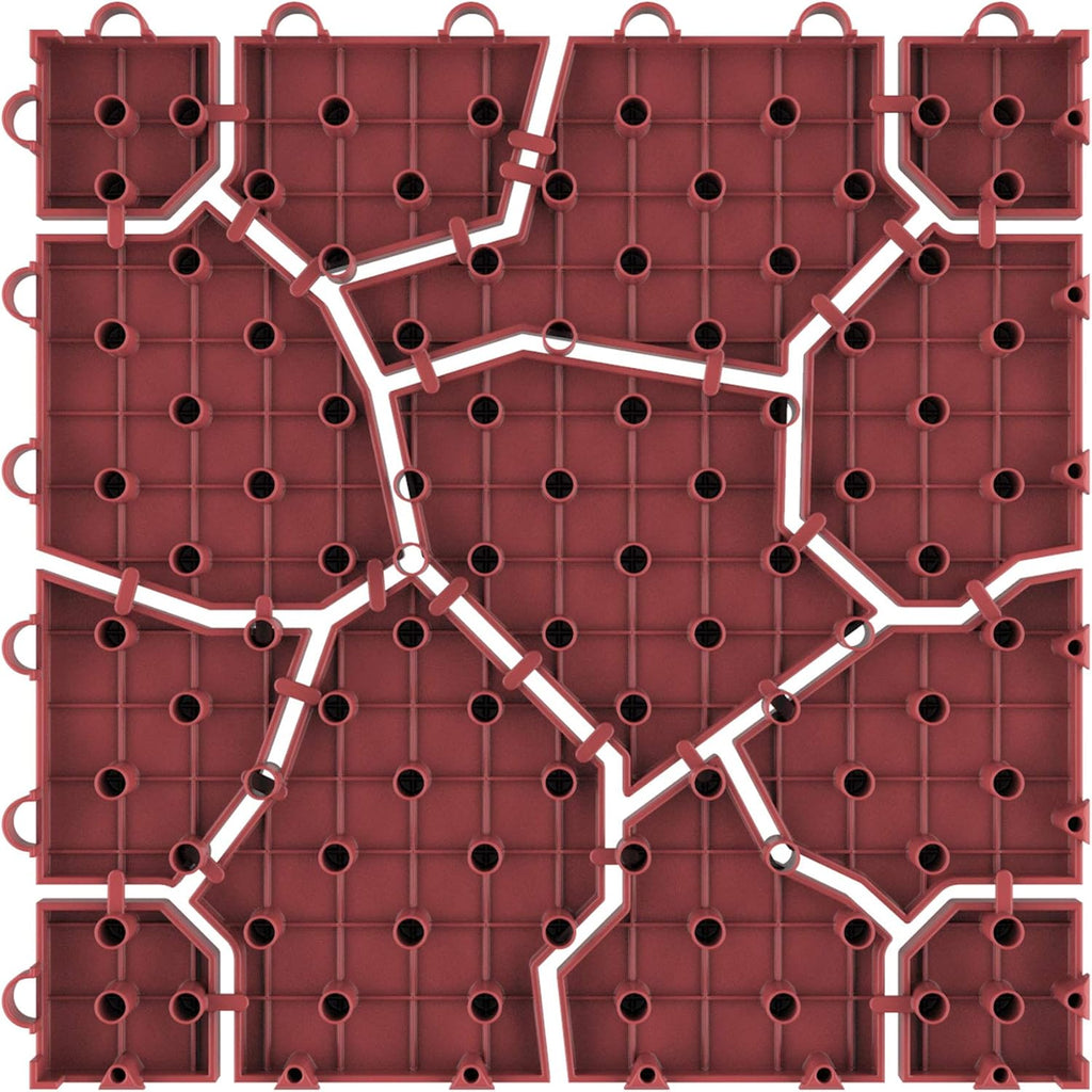 6-Pack Polypropylene Interlocking Patio Deck Tiles - Weather-Resistant Outdoor Flooring for Balcony, Porch, and Garage