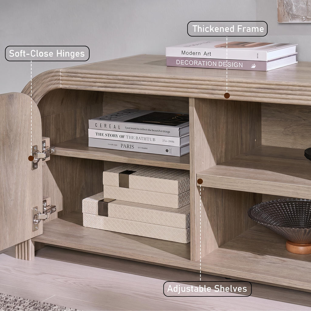 70" Modern TV Stand with Large Storage, Brown Alder