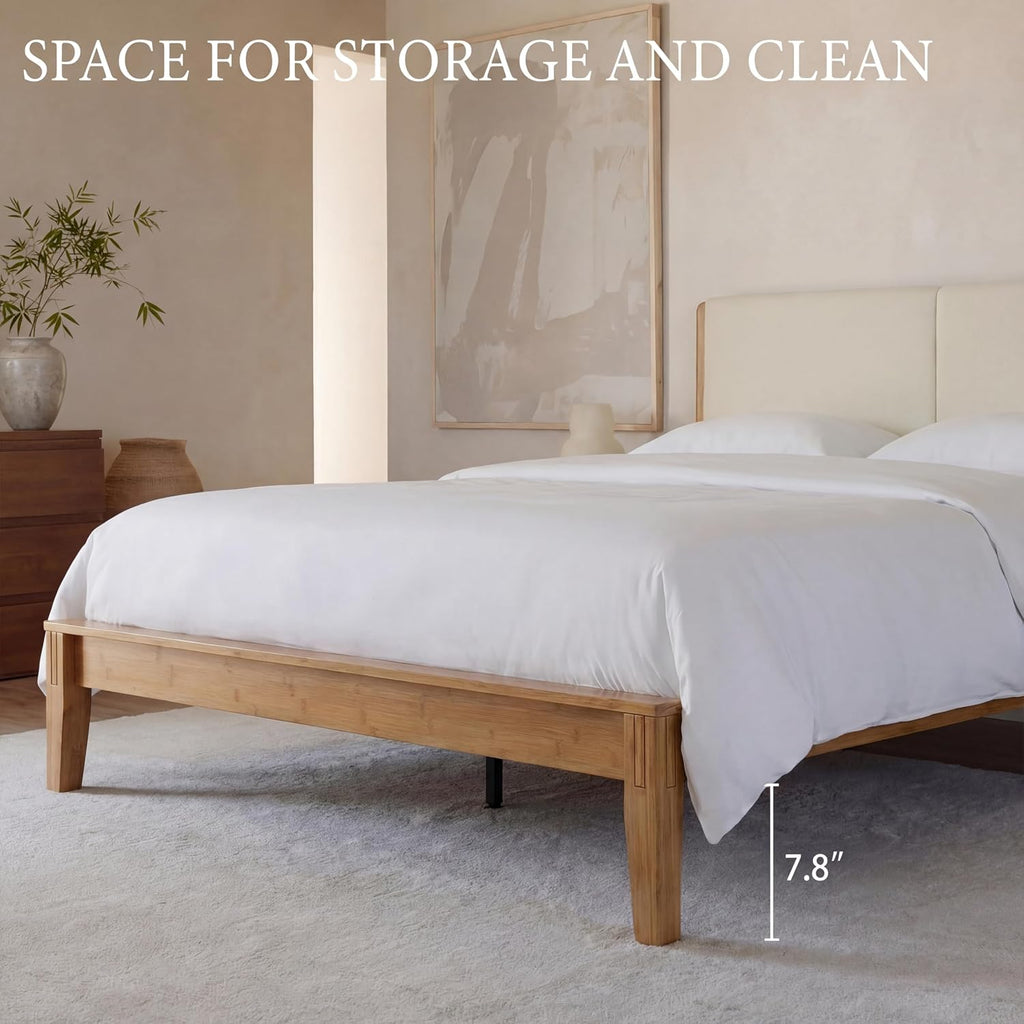 King Size Bamboo Joinery Bed, Japanese Bed Frame with Headboard