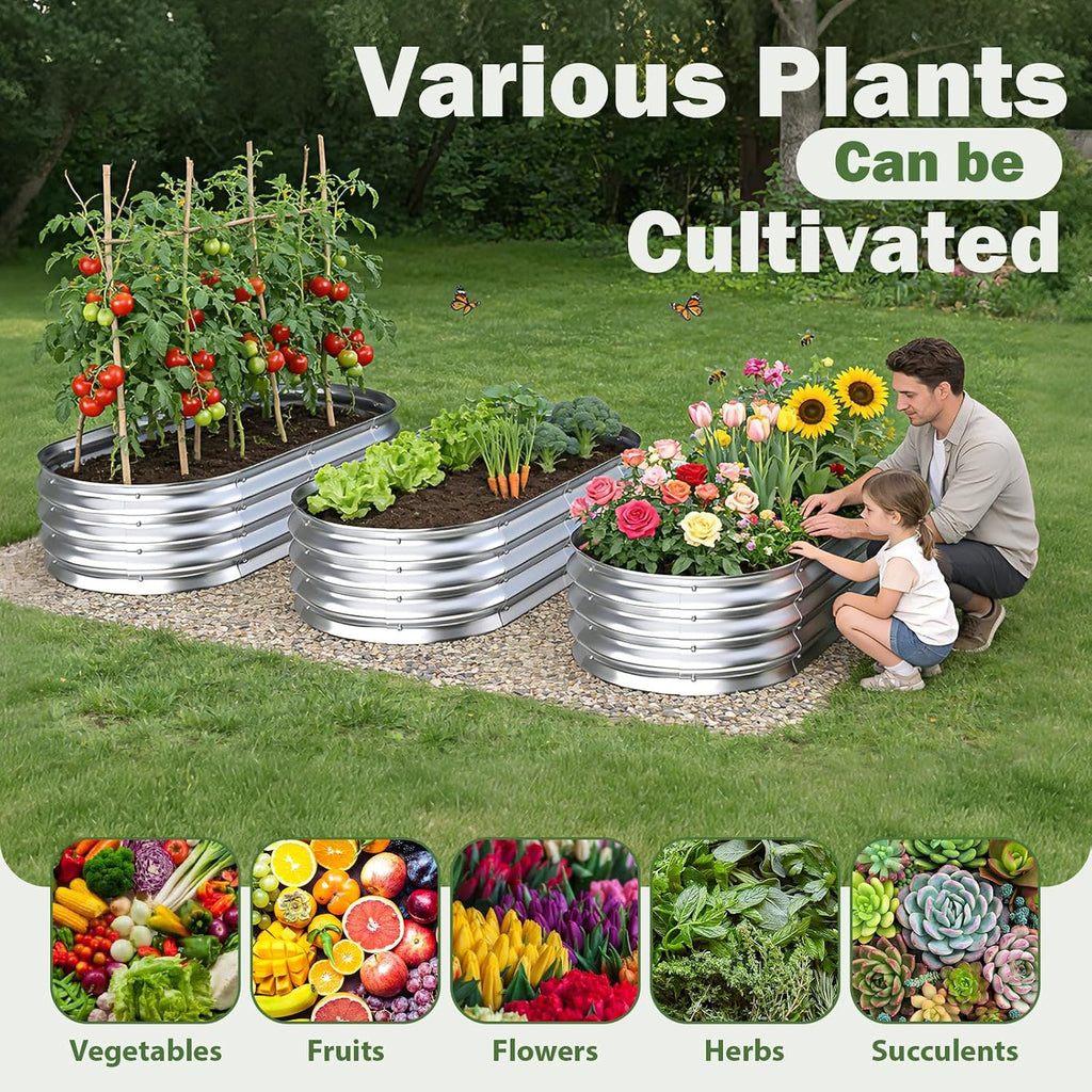 Galvanized Raised Garden Bed Outdoor, 4x2x1ft(2Pack) Metal Heavy Duty Planter Boxes for Gardening, Easy Assemble