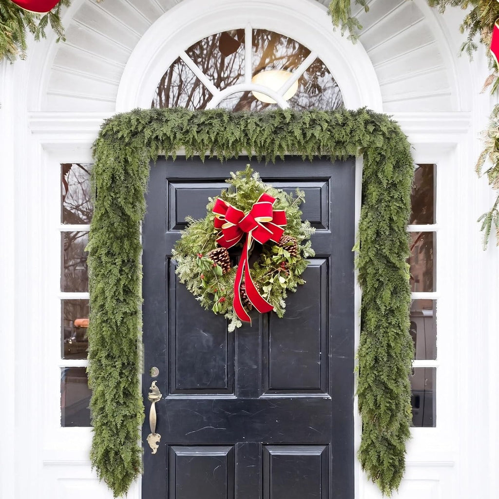 Deluxe 9 FT Artificial Christmas Cedar Garland 240 Large Leaves