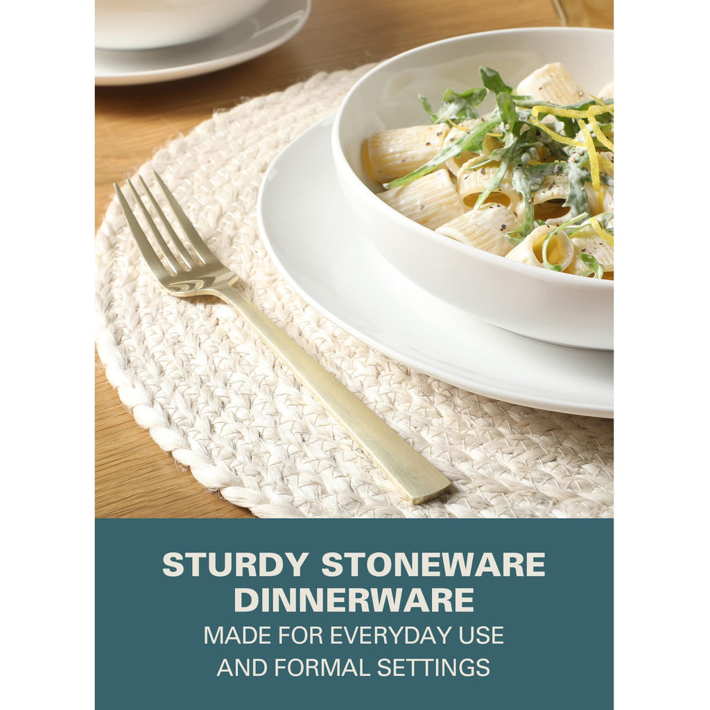 Lindendale 16 Piece Porcelain Ceramic Plates and Bowls Dishes Scratch and Chip Resistant Service for 4