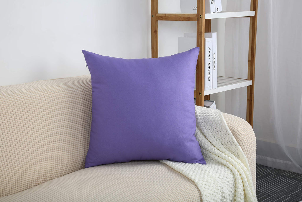 Handmade Decorative Solid 100% Cotton Canvas Throw Pillow Covers/Pillow Shams, (26"x26", Violet), 1 Count (Pack of 1)