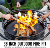 36 Inch Fire Pit - Wood Burning with Grill
