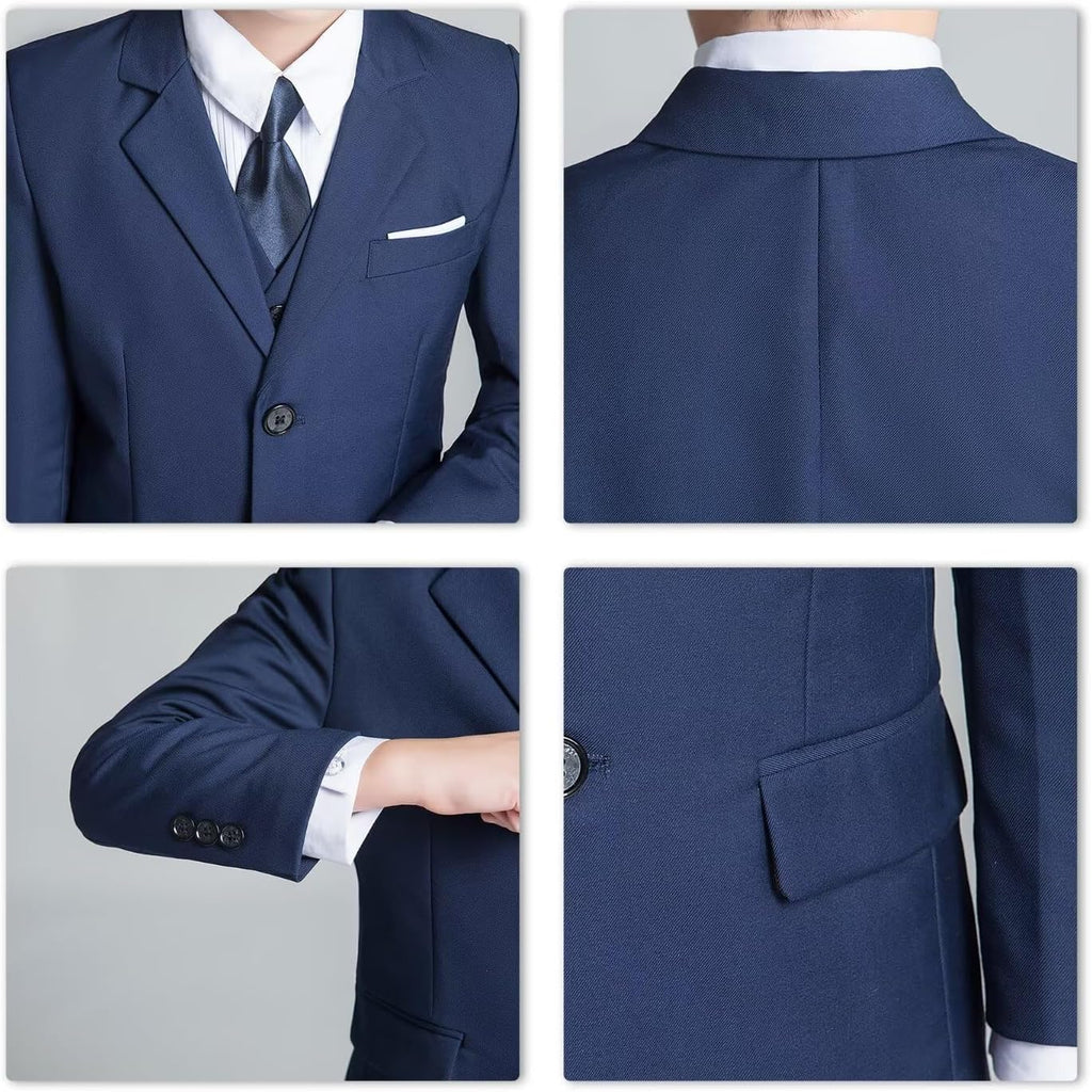 Boys Formal Suit Kids 5 Piece Suit Jacket Pants Set with Shirt Tie
