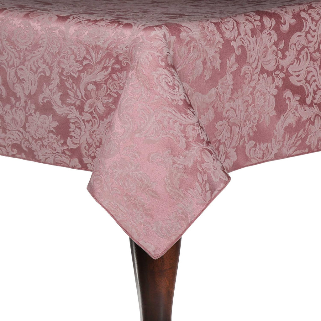 Miranda 60 x 120-Inch Rectangular Damask Tablecloth English Rose Pink